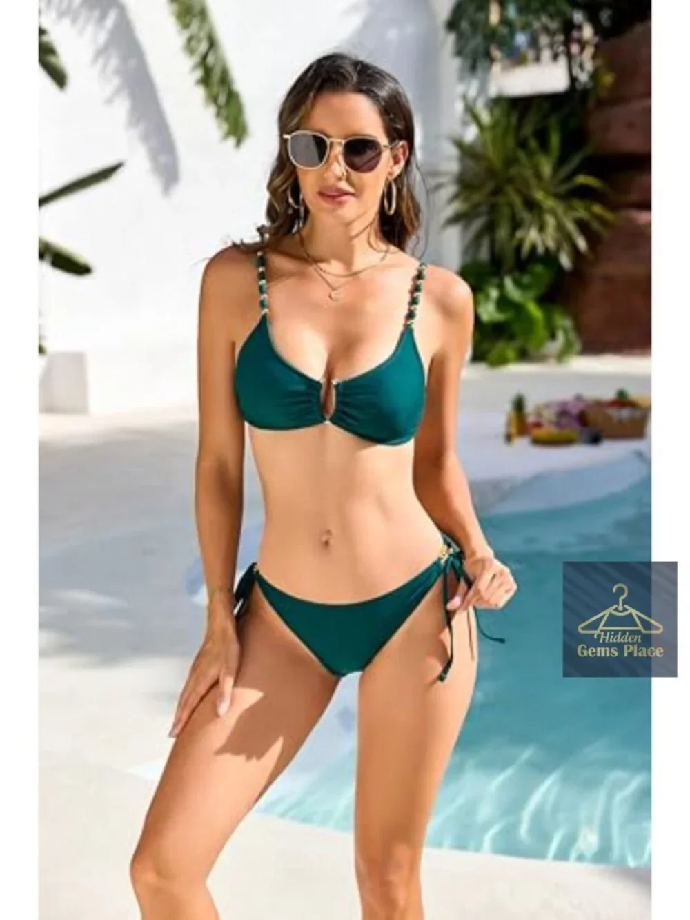 Women's Two Piece Bikini Set with U-Wire Push Up & Adjustable Straps